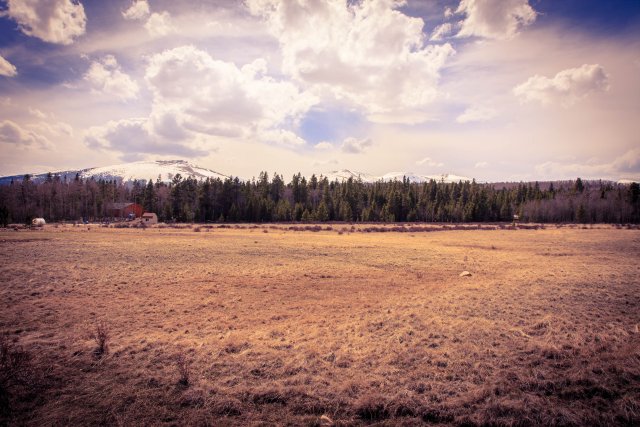 Fields with the mountains in the distance
